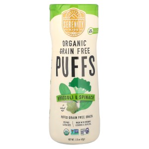 Organic Grain Free Puffs, Broccoli & Spinach, 1.5 oz (42 g) Organic Grain Free Puffs, Broccoli & Spinach, 1.5 oz (42 g)