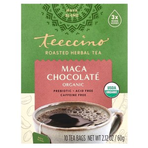Organic Roasted Herbal Tea, Maca Chocolate, Caffeine Free, 10 Tea Bags, 2.12 oz (60 g) Organic Roasted Herbal Tea, Maca Chocolate, Caffeine Free, 10 Tea Bags, 2.12 oz (60 g)