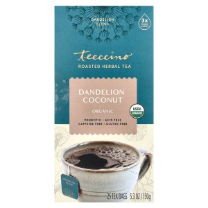 Organic Roasted Herbal Tea, Dandelion Coconut, Caffeine Free, 25 Tea Bags, 5.3 oz (150 g) Organic Roasted Herbal Tea, Dandelion Coconut, Caffeine Free, 25 Tea Bags, 5.3 oz (150 g)