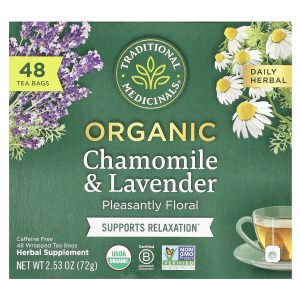 Organic Chamomile & Lavender, Caffeine Free, 48 Wrapped Tea Bags, 2.53 oz (72 g) Organic Chamomile & Lavender, Caffeine Free, 48 Wrapped Tea Bags, 2.53 oz (72 g)
