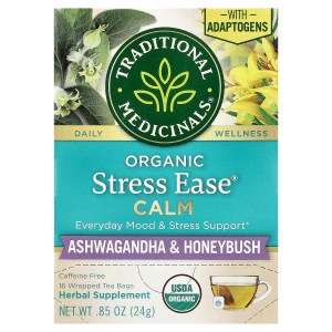 Organic Stress Ease® Calm, Ashwagandha & Honeybush, Caffeine Free, 16 Wrapped Tea Bags, 0.85 oz (24 g) Organic Stress Ease® Calm, Ashwagandha & Honeybush, Caffeine Free, 16 Wrapped Tea Bags, 0.85 oz (24 g)