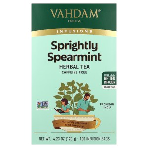 Infusions, Herbal Tea, Sprightly Spearmint, Caffeine Free, 100 Infusion Bags, 4.23 oz (120 g) Infusions, Herbal Tea, Sprightly Spearmint, Caffeine Free, 100 Infusion Bags, 4.23 oz (120 g)