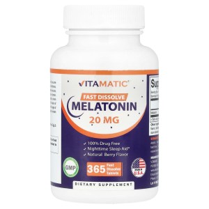 Melatonin, Natural Berry, 20 mg, 365 Fast Dissolve Tablets Melatonin, Natural Berry, 20 mg, 365 Fast Dissolve Tablets