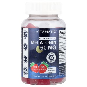 Melatonin Gummies, Natural Strawberry, Sugar Free, 60 mg, 60 Gummies Melatonin Gummies, Natural Strawberry, Sugar Free, 60 mg, 60 Gummies