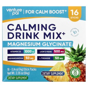 Calming Drink Mix+, Magnesium Glycinate, Pineapple, 16 Stick Packs, 0.14 oz (4 g) Each Calming Drink Mix+, Magnesium Glycinate, Pineapple, 16 Stick Packs, 0.14 oz (4 g) Each