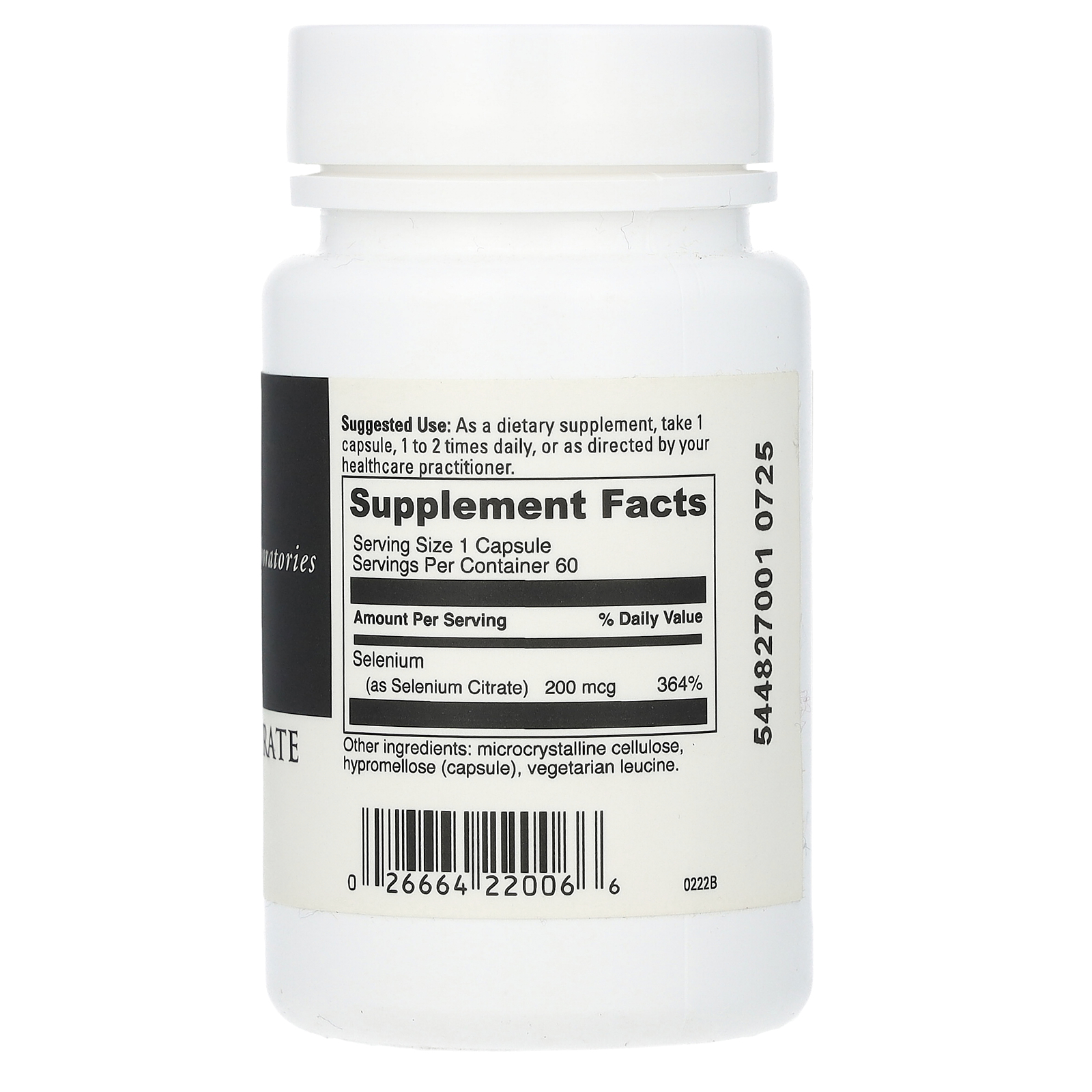 Selenium Citrate, 200 mcg , 60 Capsules