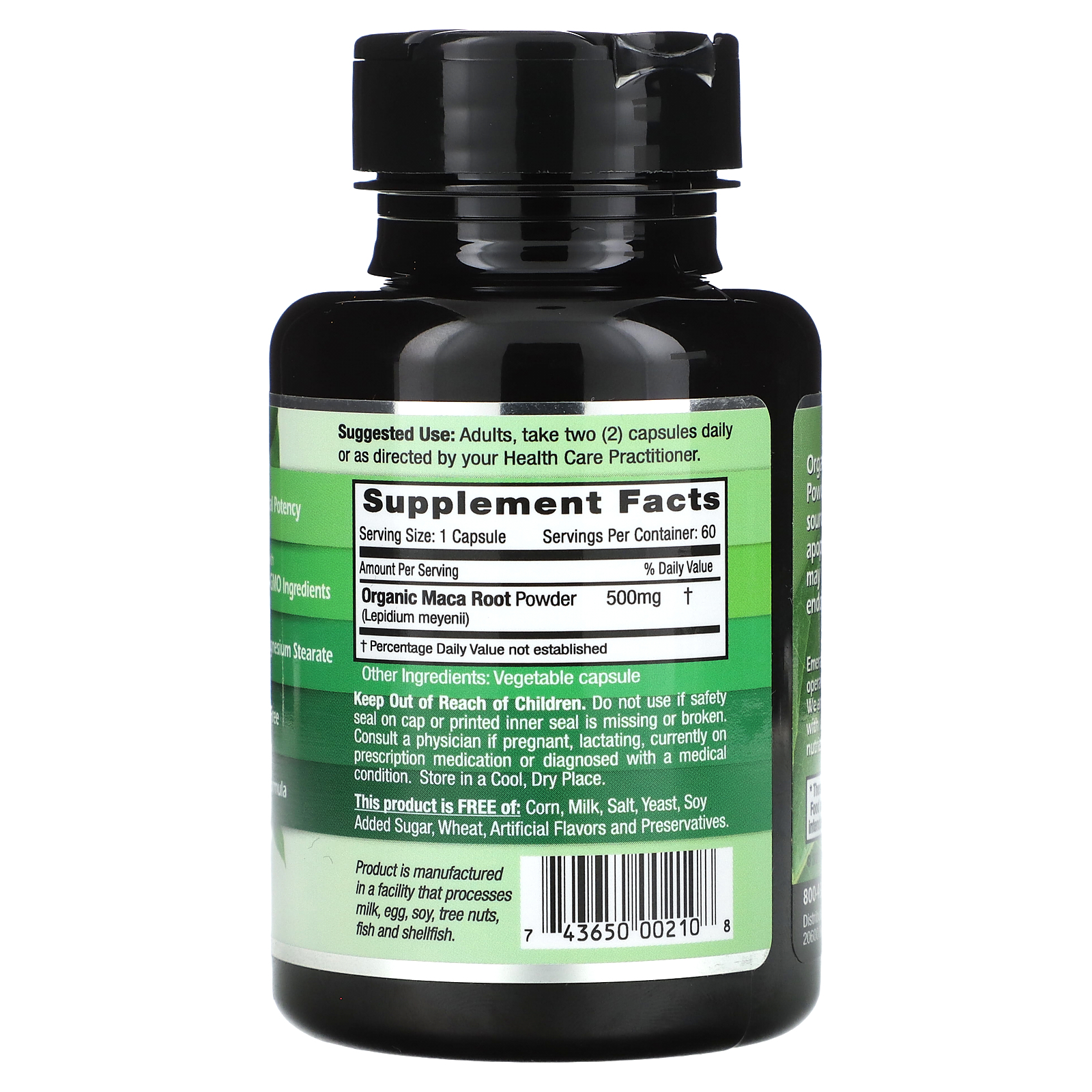 Maca Root, 60 Vegetable Capsules (500 mg per Capsule)