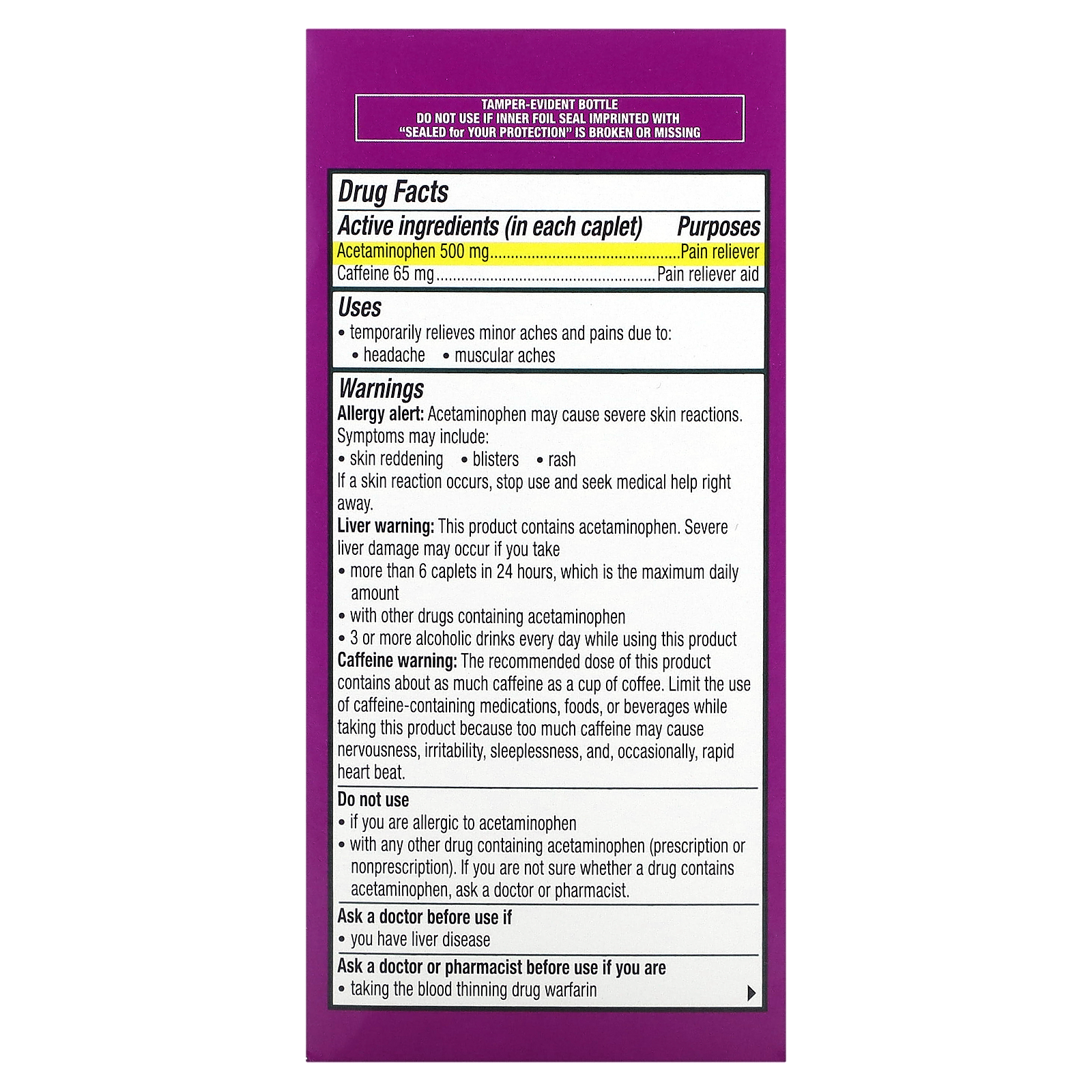 Tension Headache, 100 Caplets