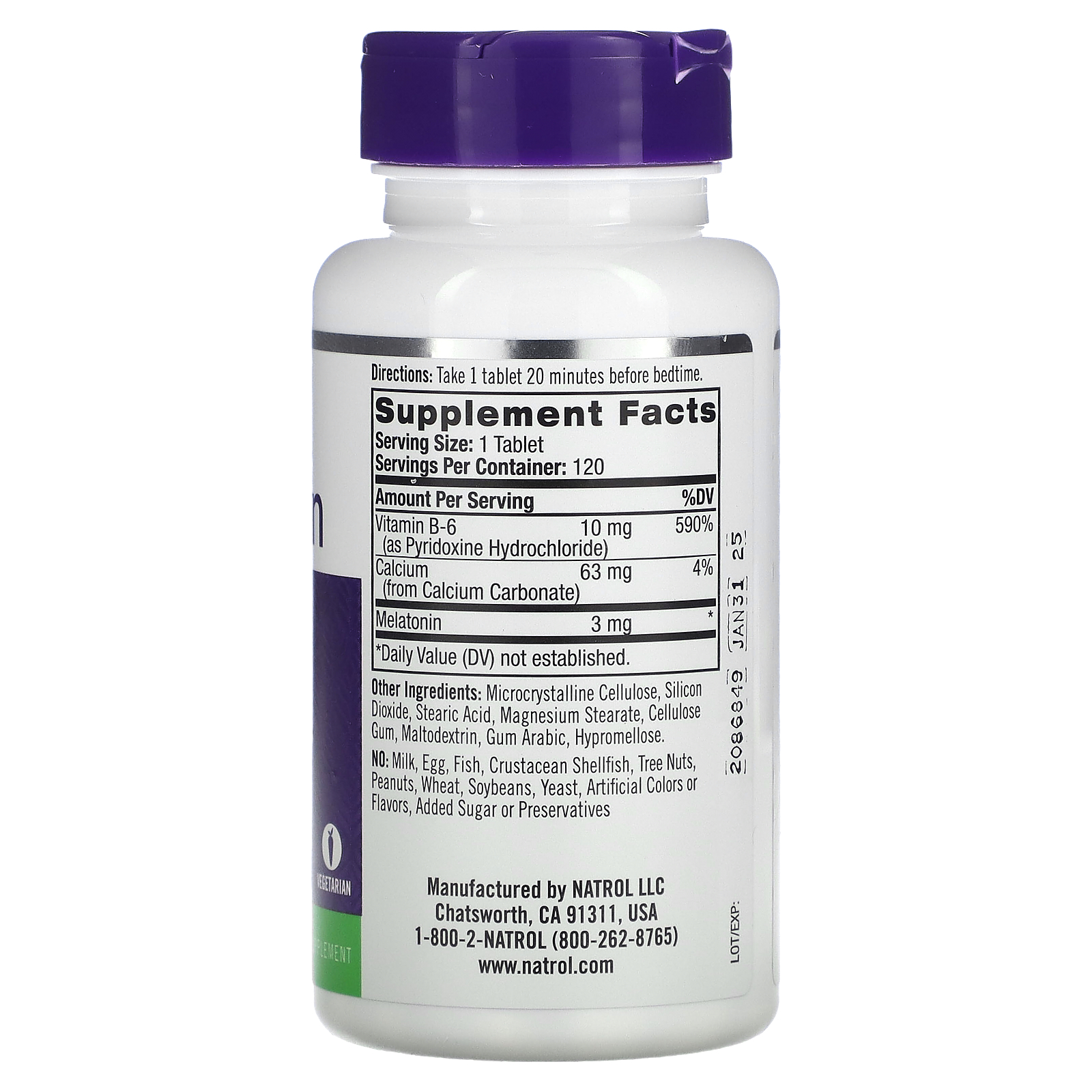 Melatonin, 3 mg, 120 Tablets