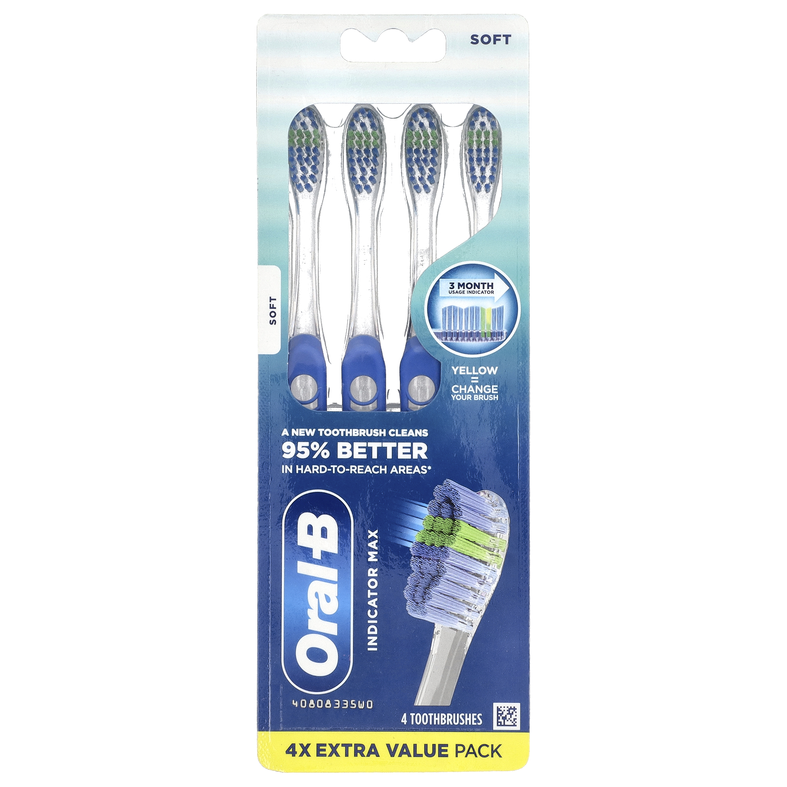Advanced Clean Toothbrush. Soft , 4 Pack