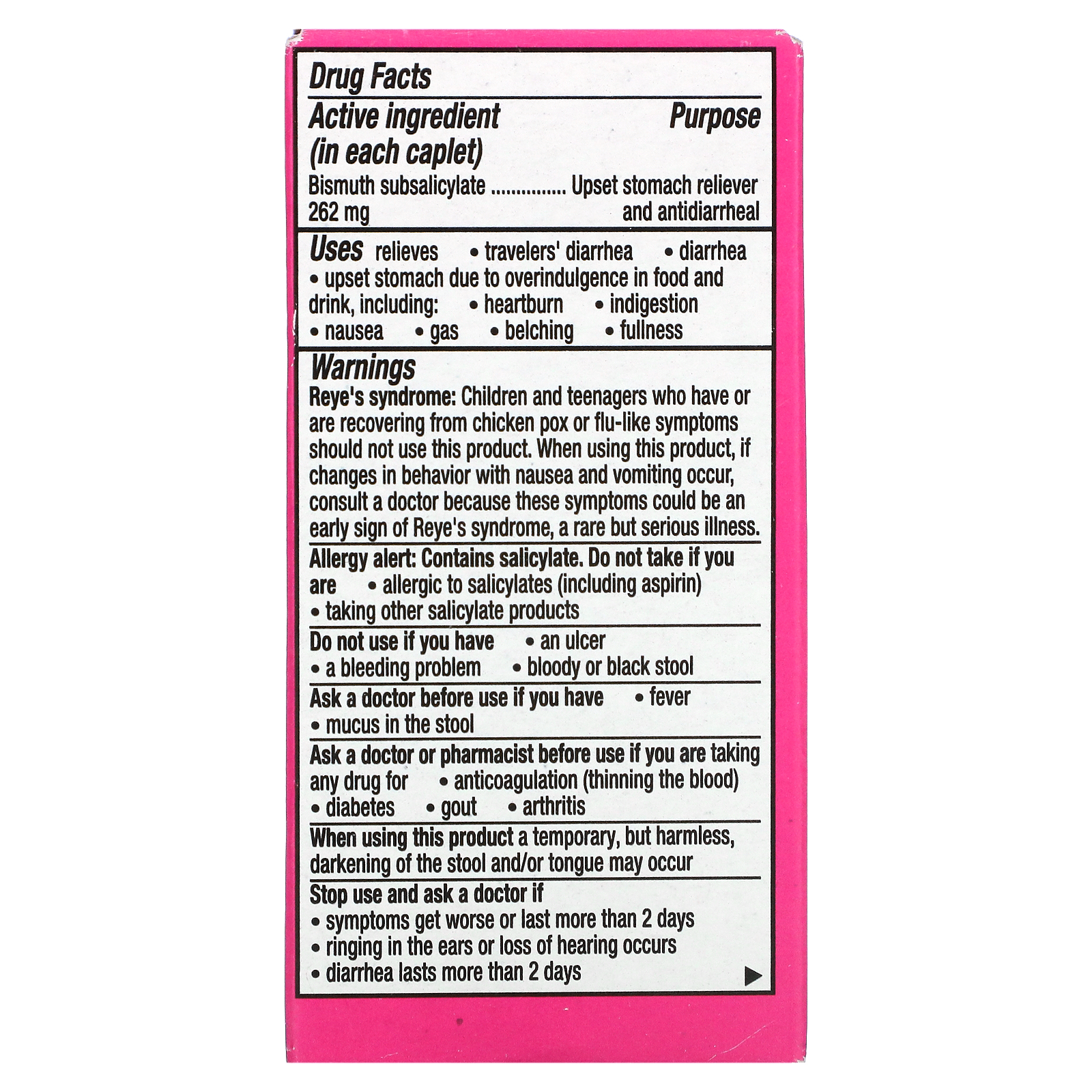 Bismuth Subsalicylate, 40 Caplets (131 mg per Caplet)