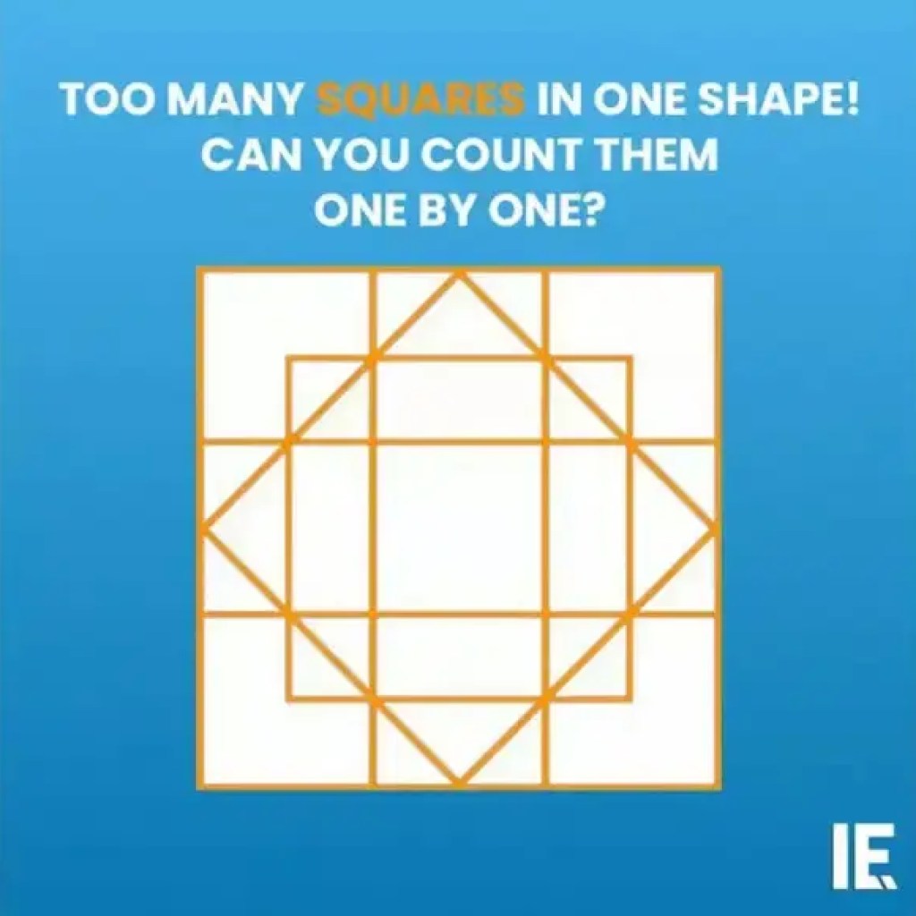 மூளை டீஸர்: ஒரு புத்திசாலி நபர் மட்டுமே படத்தில் உள்ள சதுரங்களின் எண்ணிக்கையை சரியாக கணக்கிட முடியும் | – டைம்ஸ் ஆஃப் இந்தியா மூளை டீஸர்: ஒரு புத்திசாலி நபர் மட்டுமே படத்தில் உள்ள சதுரங்களின் எண்ணிக்கையை சரியாக கணக்கிட முடியும் | – டைம்ஸ் ஆஃப் இந்தியா