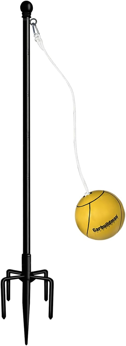 Garbuildman Tetherball Set with Ball & Rope for Outdoor Backyard, Adjustable Tether Ball Pole with Reinforced 5-Prong Base for Playground, Outside Ball Games Sports for Kids & Adults, Black Garbuildman Tetherball Set with Ball & Rope for Outdoor Backyard, Adjustable Tether Ball Pole with Reinforced 5-Prong Base for Playground, Outside Ball Games Sports for Kids & Adults, Black