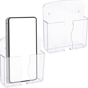 2pcs Wall Mount Phone Holders, Clear Plastic Cell Phone...