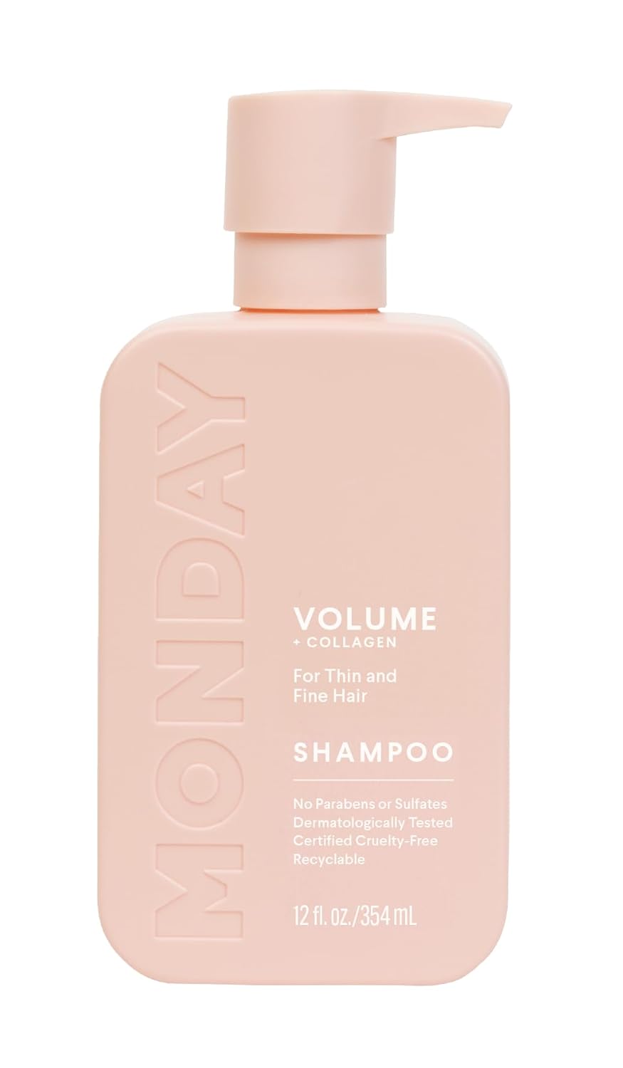 MONDAY Haircare Volume Shampoo 12oz for Thin, Fine, and Oily Hair, Made from Coconut Oil, Ginger Extract, & Vitamin E, 100% Recyclable Bottles (354ml), Pink (10428) MONDAY Haircare Volume Shampoo 12oz for Thin, Fine, and Oily Hair, Made from Coconut Oil, Ginger Extract, & Vitamin E, 100% Recyclable Bottles (354ml), Pink (10428)