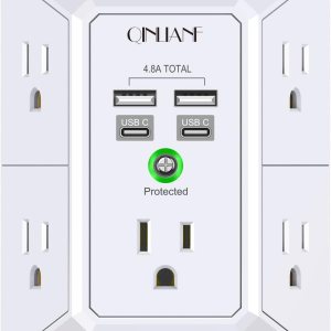 USB Wall Charger, Surge Protector, QINLIANF 5 Outlet...