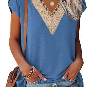 Womens Tops Short Sleeve Shirts Summer Clothes V Neck...