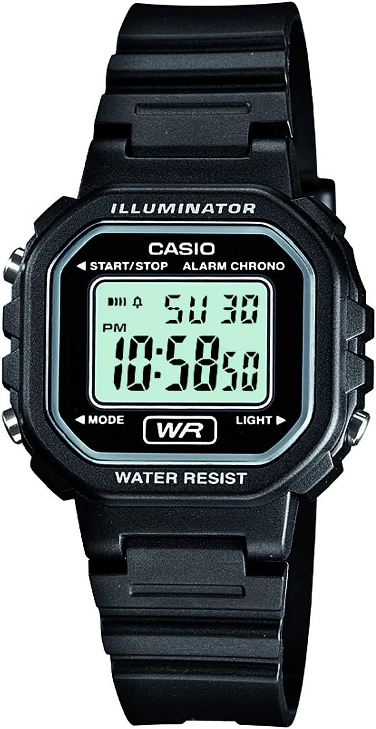 Casio LA20WH Series | Women’s Digital Watch | Water Resistant | LED Light | Auto Calendar | Date Display | 1/100 SEC Stopwatch | Regular Time Keeping (HR, Min, SEC, PM, Date, Day) | 5 Yr Batt Casio LA20WH Series | Women’s Digital Watch | Water Resistant | LED Light | Auto Calendar | Date Display | 1/100 SEC Stopwatch | Regular Time Keeping (HR, Min, SEC, PM, Date, Day) | 5 Yr Batt