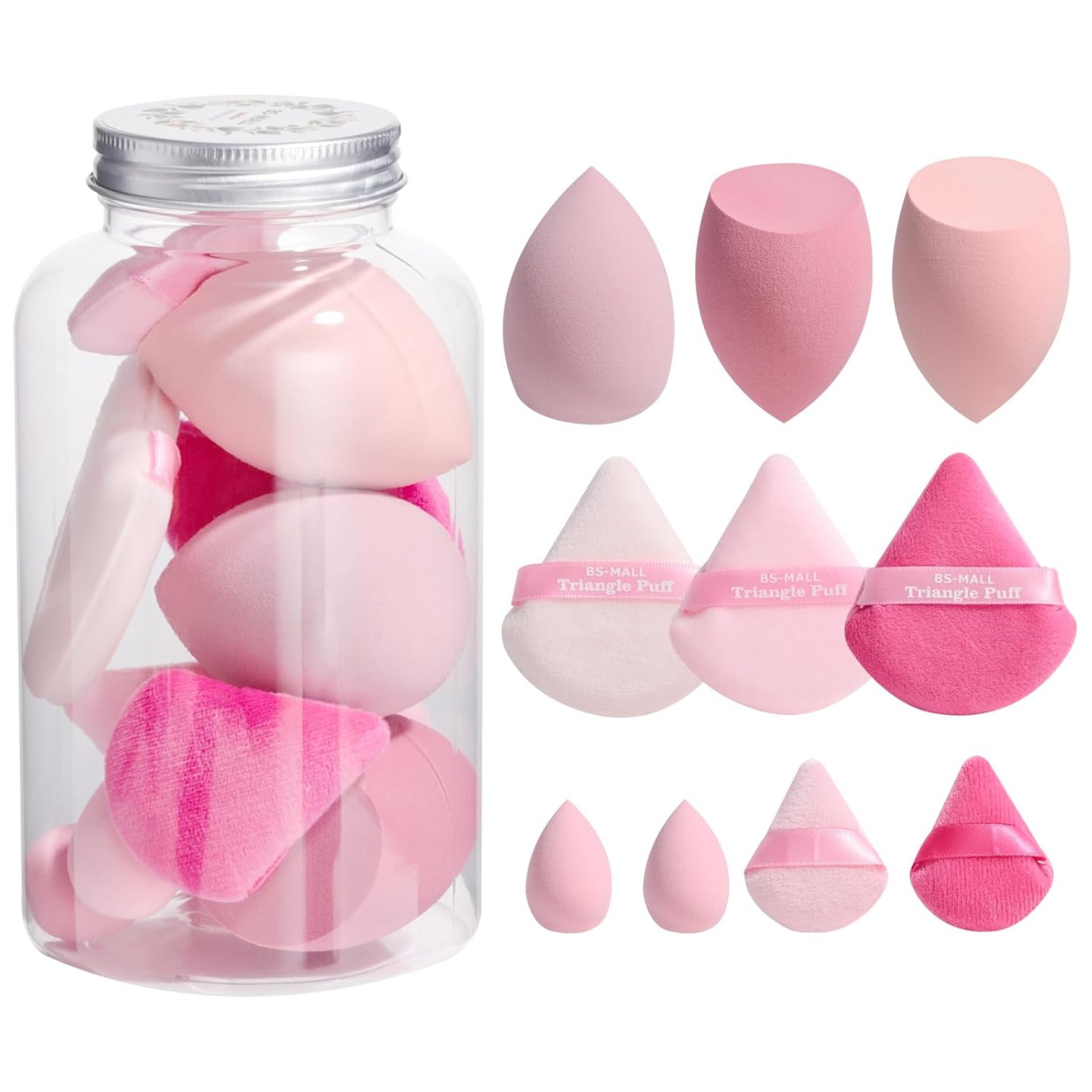 BS-MALL Makeup Sponge & Triangle Puff Set Pink for Mini Detailed Application Foundation Concealer Soft Pearl Cotton Sponge Pack of 10 BS-MALL Makeup Sponge & Triangle Puff Set Pink for Mini Detailed Application Foundation Concealer Soft Pearl Cotton Sponge Pack of 10