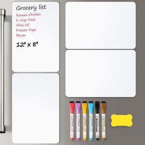 4 PACK Magnetic Dry Erase Board Sheet for Fridge, 12″x8″...