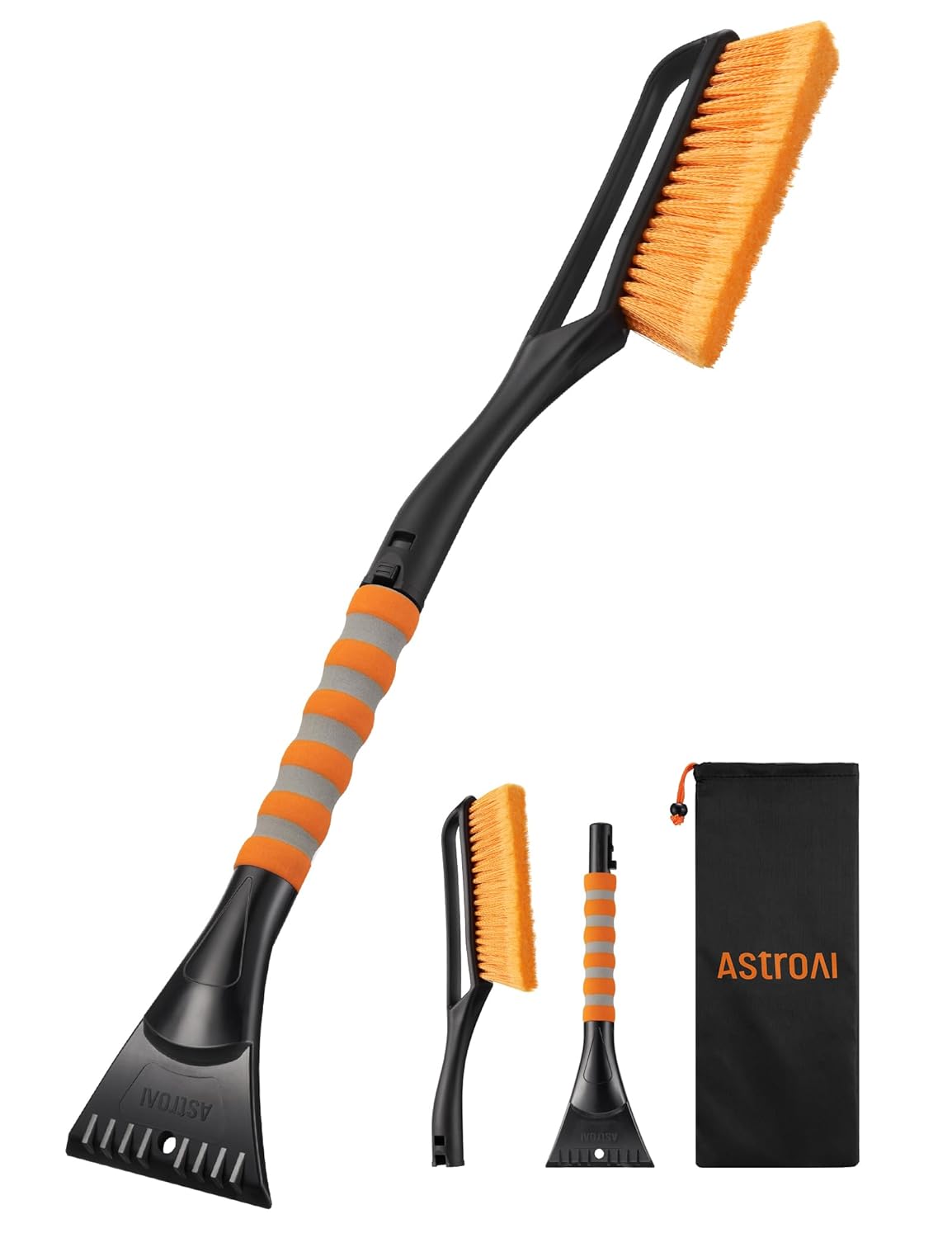 AstroAI 27″ Snow Brush and Ice Scrapers for Car Windshield, Detachable Snow Scrapers with Ergonomic Foam Grip for Cars, Trucks, SUVs (Heavy Duty ABS, PVC Brush, Orange) AstroAI 27″ Snow Brush and Ice Scrapers for Car Windshield, Detachable Snow Scrapers with Ergonomic Foam Grip for Cars, Trucks, SUVs (Heavy Duty ABS, PVC Brush, Orange)