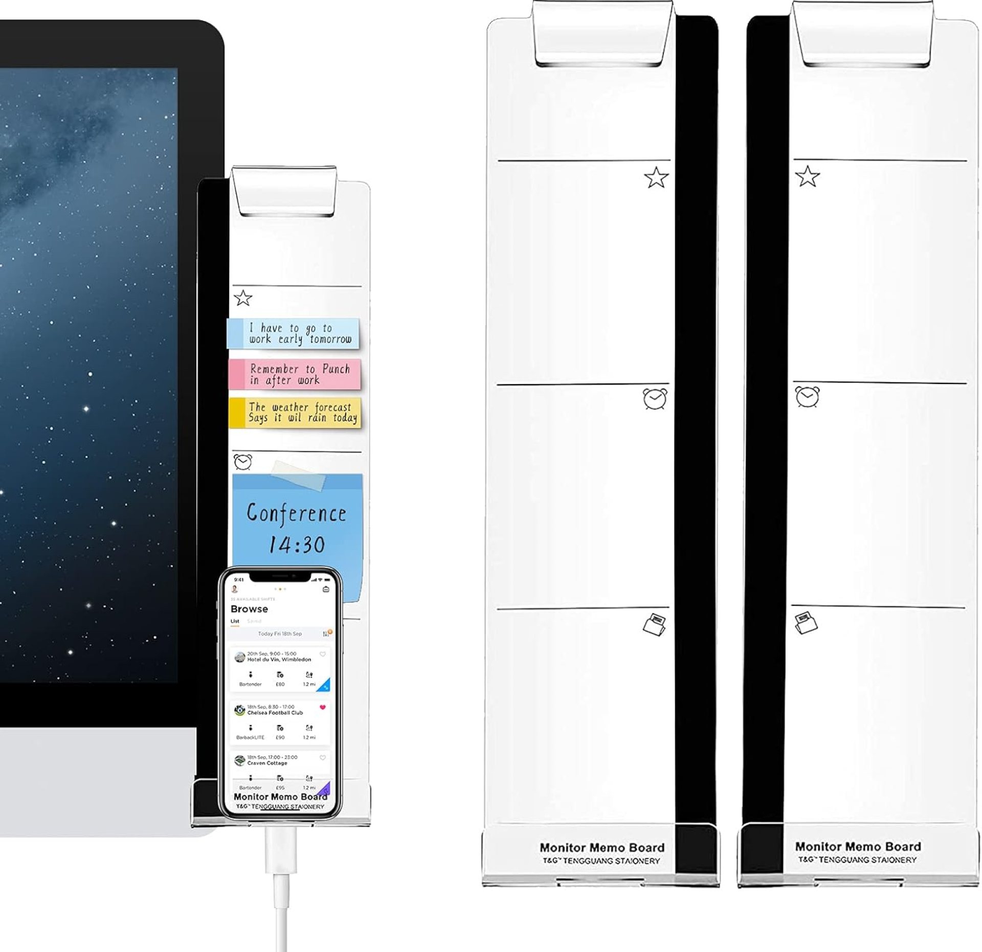 Office Desk Accessories 2pcs Multifunction Computer Monitor Memo Board – Transparent Computer Side Panel Memo Creative Monitor Side Panel with Phone Holder Suitable for Office Home Desktop Office Desk Accessories 2pcs Multifunction Computer Monitor Memo Board – Transparent Computer Side Panel Memo Creative Monitor Side Panel with Phone Holder Suitable for Office Home Desktop