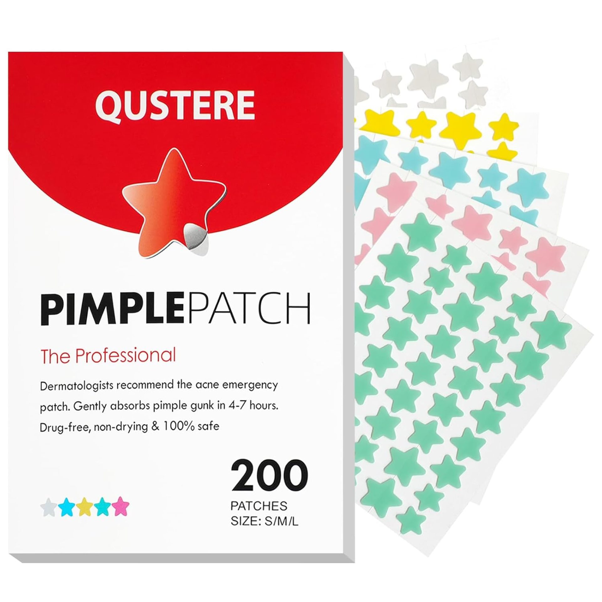 Pimple Patches for Face, Hydrocolloid Acne Patches, Cute Star Zit Covers, Colorful Spot Stickers with Tea Tree, Salicylic Acid & Cica Oil| 3 Sizes (10mm, 12mm & 14mm) |200 Count Pimple Patches for Face, Hydrocolloid Acne Patches, Cute Star Zit Covers, Colorful Spot Stickers with Tea Tree, Salicylic Acid & Cica Oil| 3 Sizes (10mm, 12mm & 14mm) |200 Count