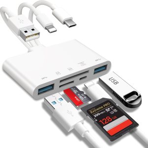 5-in-1 Memory Card Reader, USB OTG Adapter & SD...