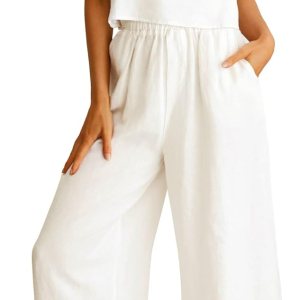 ANRABESS Women’s 2 Piece Outfits Linen Pants...