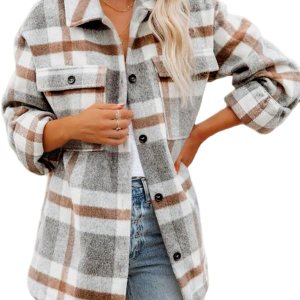Beaully Women’s Flannel Plaid Shacket Long Sleeve...
