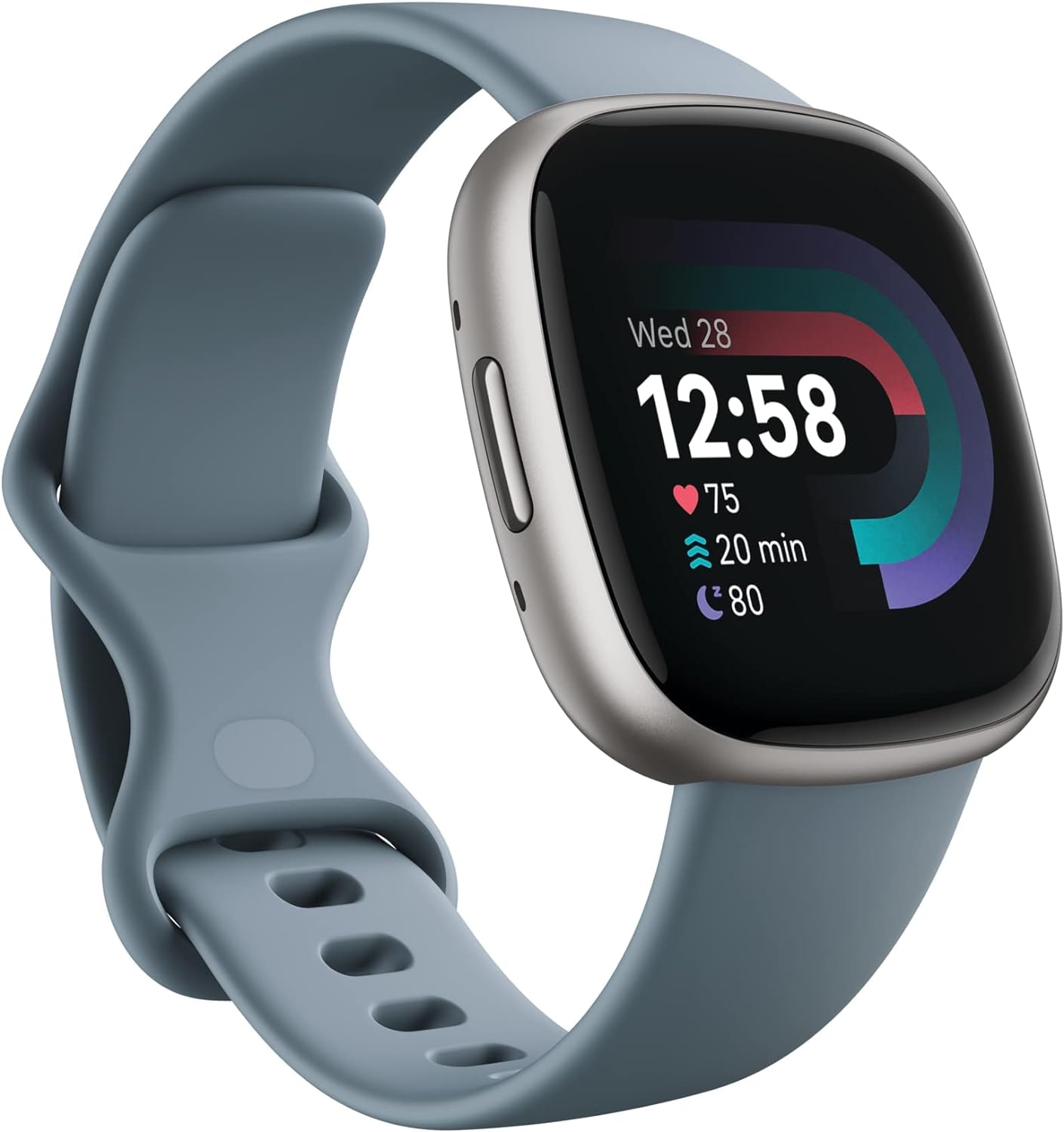 Fitbit Versa 4 Fitness Smartwatch with Daily Readiness, GPS, 24/7 Heart Rate, 40+ Exercise Modes, Sleep Tracking and more, Waterfall Blue/Platinum, One Size (S & L Bands Included) Fitbit Versa 4 Fitness Smartwatch with Daily Readiness, GPS, 24/7 Heart Rate, 40+ Exercise Modes, Sleep Tracking and more, Waterfall Blue/Platinum, One Size (S & L Bands Included)