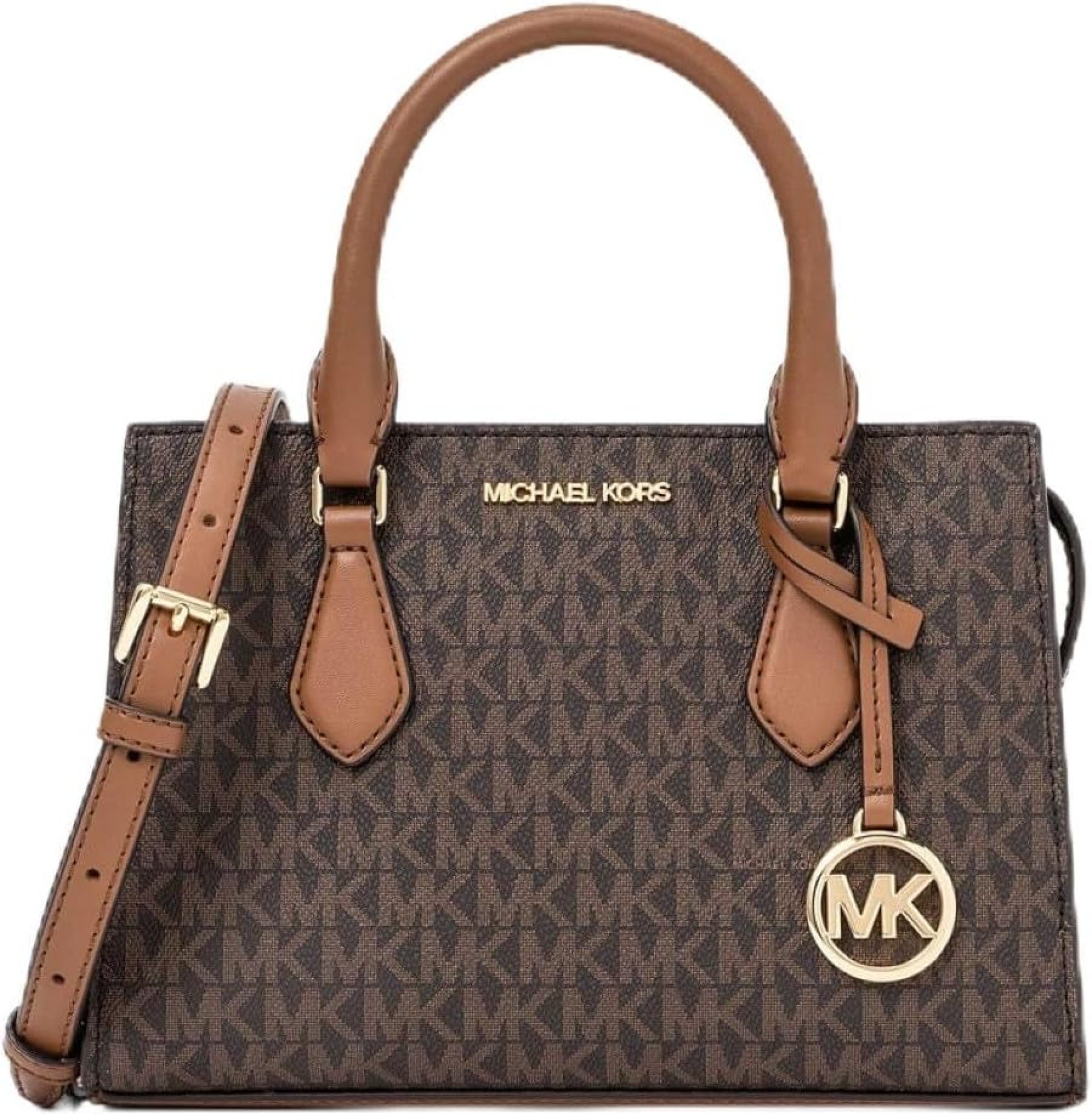 Michael Kors Sheila Small Faux Saffiano Leather Satchel (Brown) Michael Kors Sheila Small Faux Saffiano Leather Satchel (Brown)