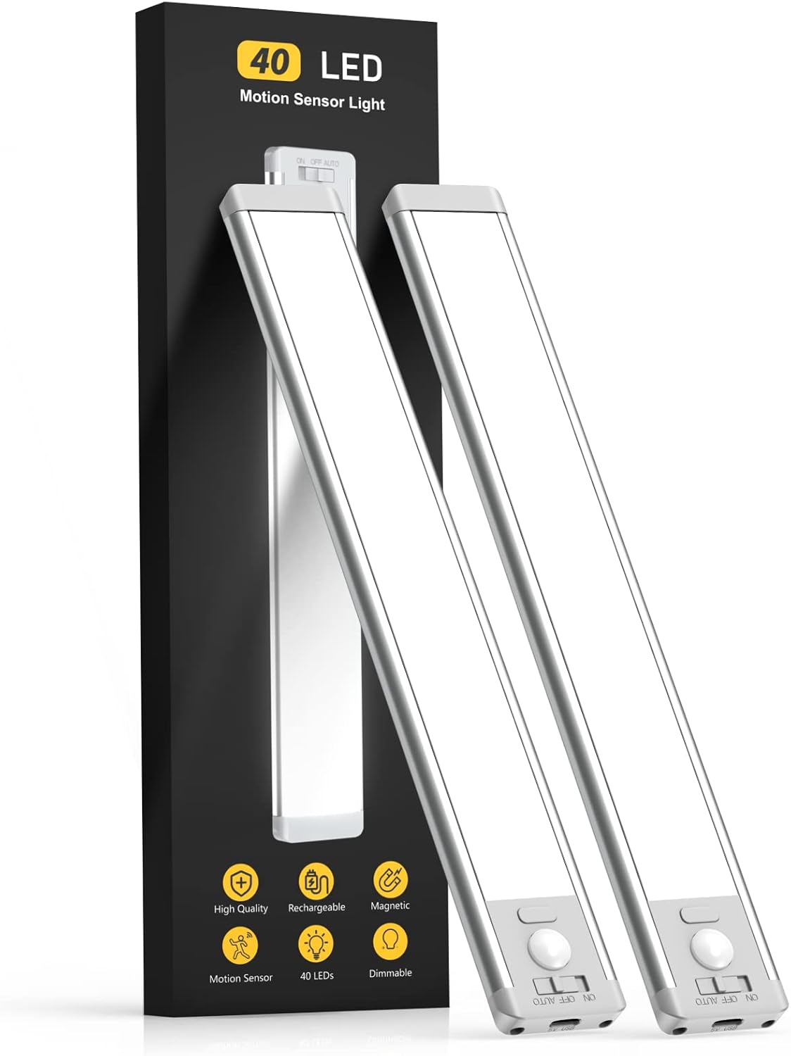 Under Cabinet Lights,40 LED Rechargeable Battery Operated Motion Sensor Light Indoor, 2 Pack Magnetic Dimmable Closet Lights, Wireless Under Counter Lights for Kitchen, Stairs Under Cabinet Lights,40 LED Rechargeable Battery Operated Motion Sensor Light Indoor, 2 Pack Magnetic Dimmable Closet Lights, Wireless Under Counter Lights for Kitchen, Stairs