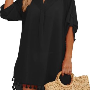 Yincro Women Swimsuit Cover Up Shirt 2025 Tassel Beach...