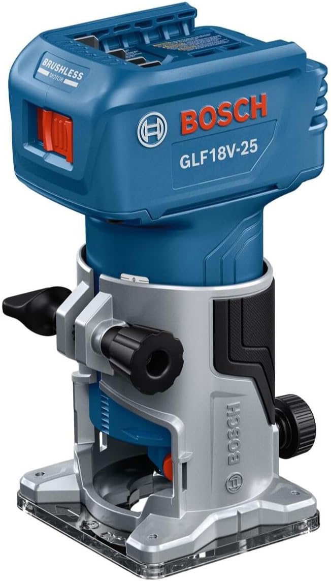 BOSCH GLF18V-25N 18V Laminate Trim Router – Powerful Brushless Motor, 10,000-30,000 RPM, Lightweight, Ergonomic, Enhanced Dust Extraction, Quick Depth Adjustments for Precise Trimming BOSCH GLF18V-25N 18V Laminate Trim Router – Powerful Brushless Motor, 10,000-30,000 RPM, Lightweight, Ergonomic, Enhanced Dust Extraction, Quick Depth Adjustments for Precise Trimming