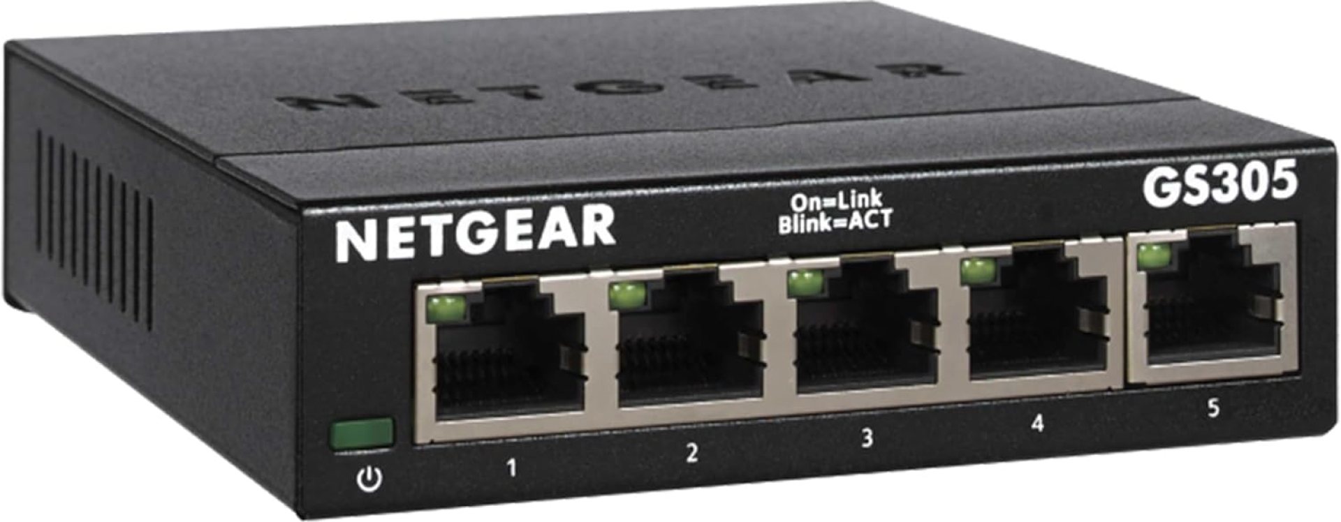 NETGEAR 5-Port Gigabit Ethernet Unmanaged Essentials Switch (GS305) – Home Network Hub, Office Ethernet Splitter, Plug-and-Play, Silent Operation, Desktop or Wall Mount NETGEAR 5-Port Gigabit Ethernet Unmanaged Essentials Switch (GS305) – Home Network Hub, Office Ethernet Splitter, Plug-and-Play, Silent Operation, Desktop or Wall Mount