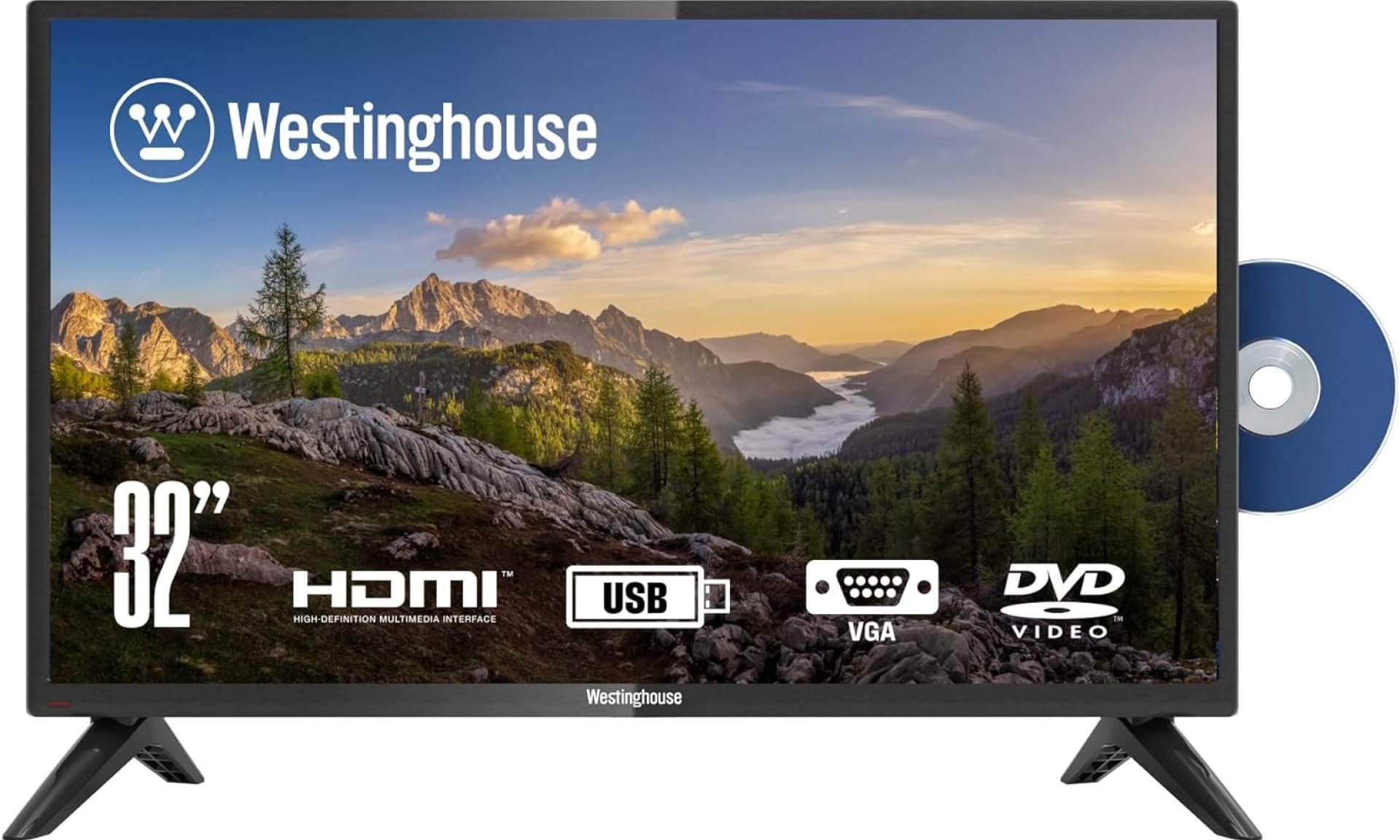 Westinghouse 32 Inch TV with DVD Player Built in, 720p HD LED Small Flat Screen Non-Smart Television DVD Combo with HDMI, USB, & Parental Controls, Monitor for Home, Kitchen, or RV Camper Westinghouse 32 Inch TV with DVD Player Built in, 720p HD LED Small Flat Screen Non-Smart Television DVD Combo with HDMI, USB, & Parental Controls, Monitor for Home, Kitchen, or RV Camper