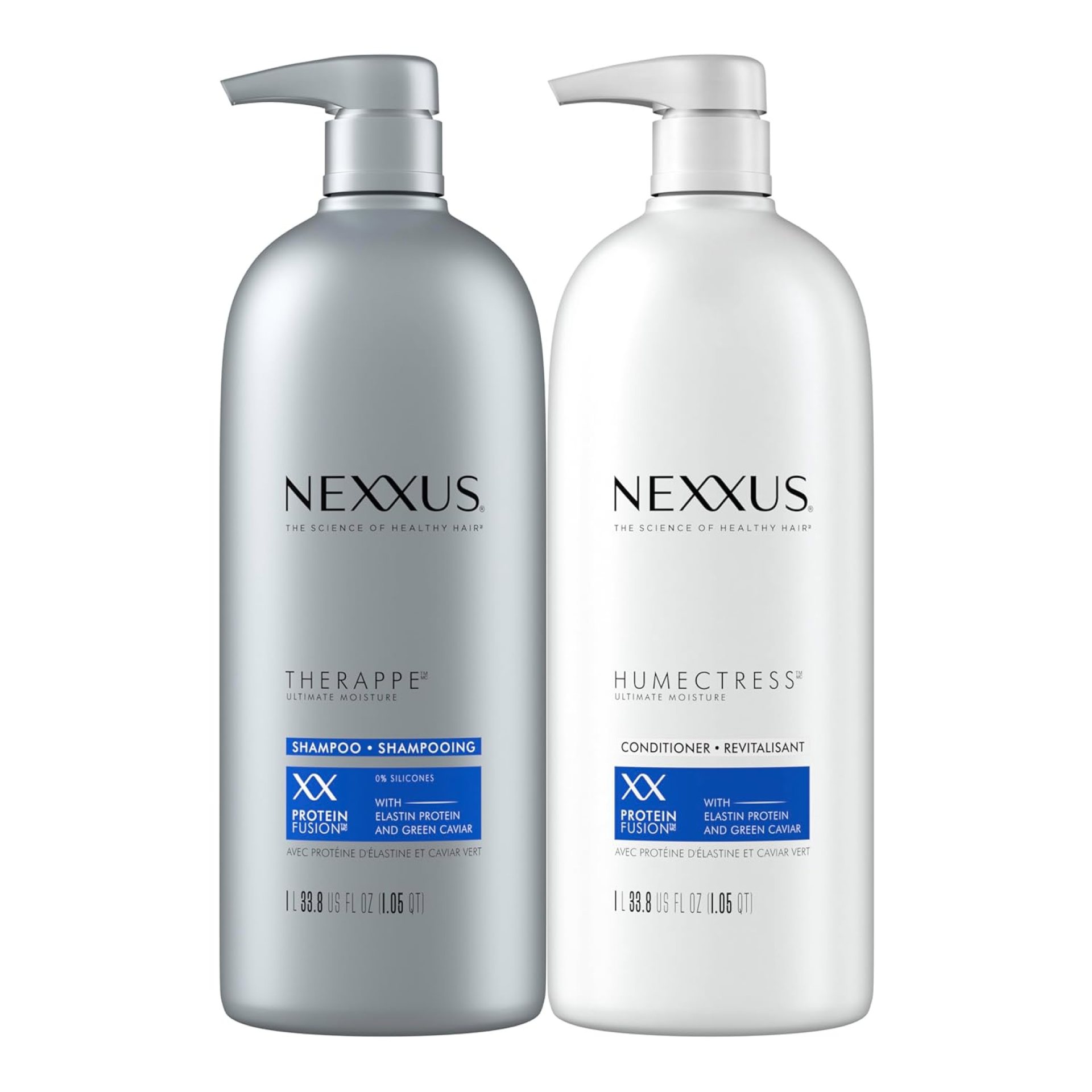 Nexxus Shampoo and Conditioner Therappe Humectress 2 Count for Dry Hair Silicone-Free, Moisturizing Caviar Complex and Elastin Protein 33.8 oz Nexxus Shampoo and Conditioner Therappe Humectress 2 Count for Dry Hair Silicone-Free, Moisturizing Caviar Complex and Elastin Protein 33.8 oz