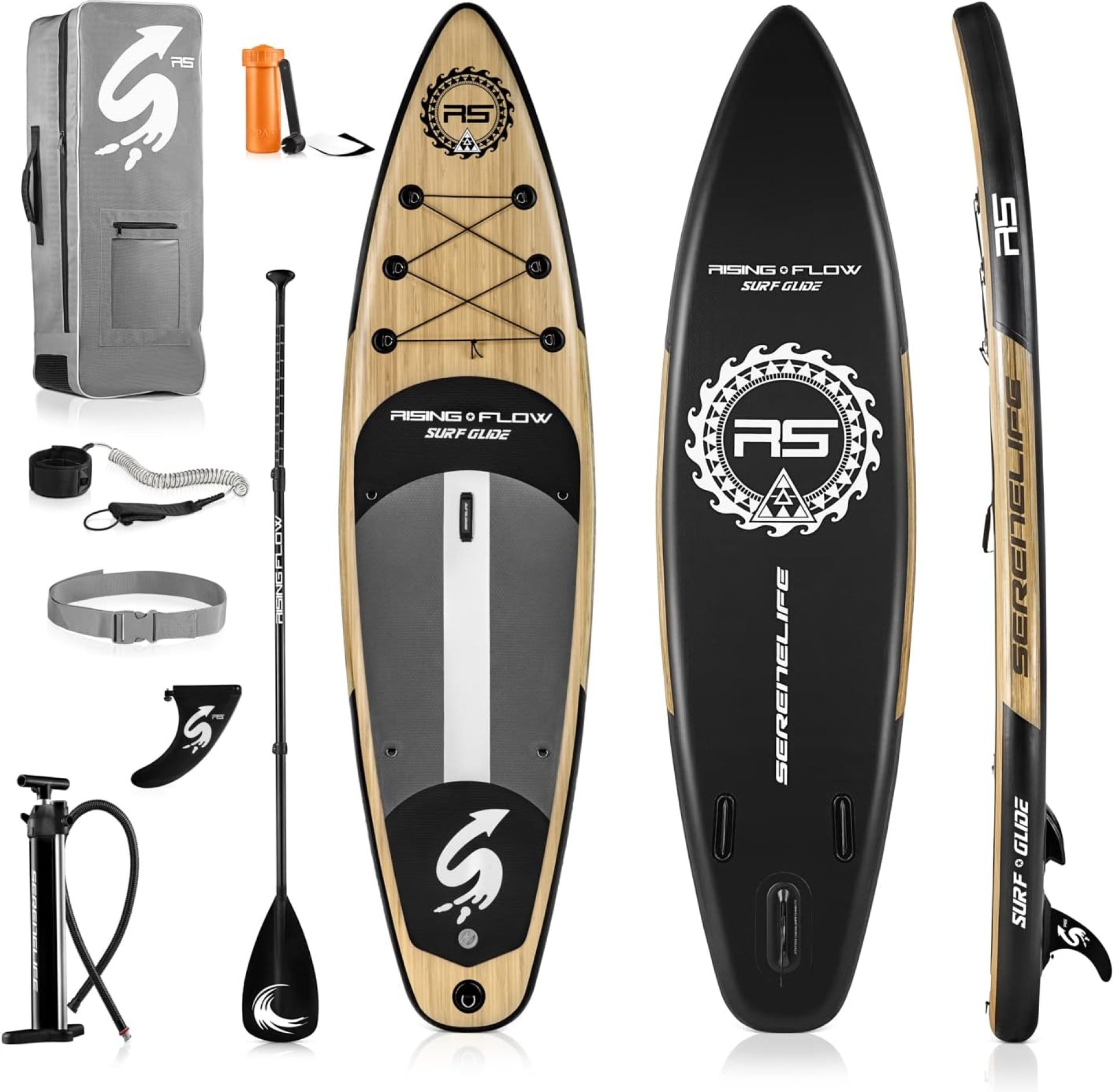 SereneLife Inflatable Stand Up Paddle Board – Wide Stable Design, Non-Slip Deck for Adults & Youth with Premium Paddle Board Accessories, Carry Bag, Dual Action Pump, Paddle, Ankle Leash SereneLife Inflatable Stand Up Paddle Board – Wide Stable Design, Non-Slip Deck for Adults & Youth with Premium Paddle Board Accessories, Carry Bag, Dual Action Pump, Paddle, Ankle Leash