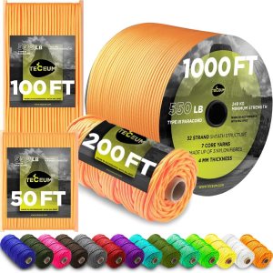 TECEUM Paracord Type III 550 Apricot – 200 ft –...