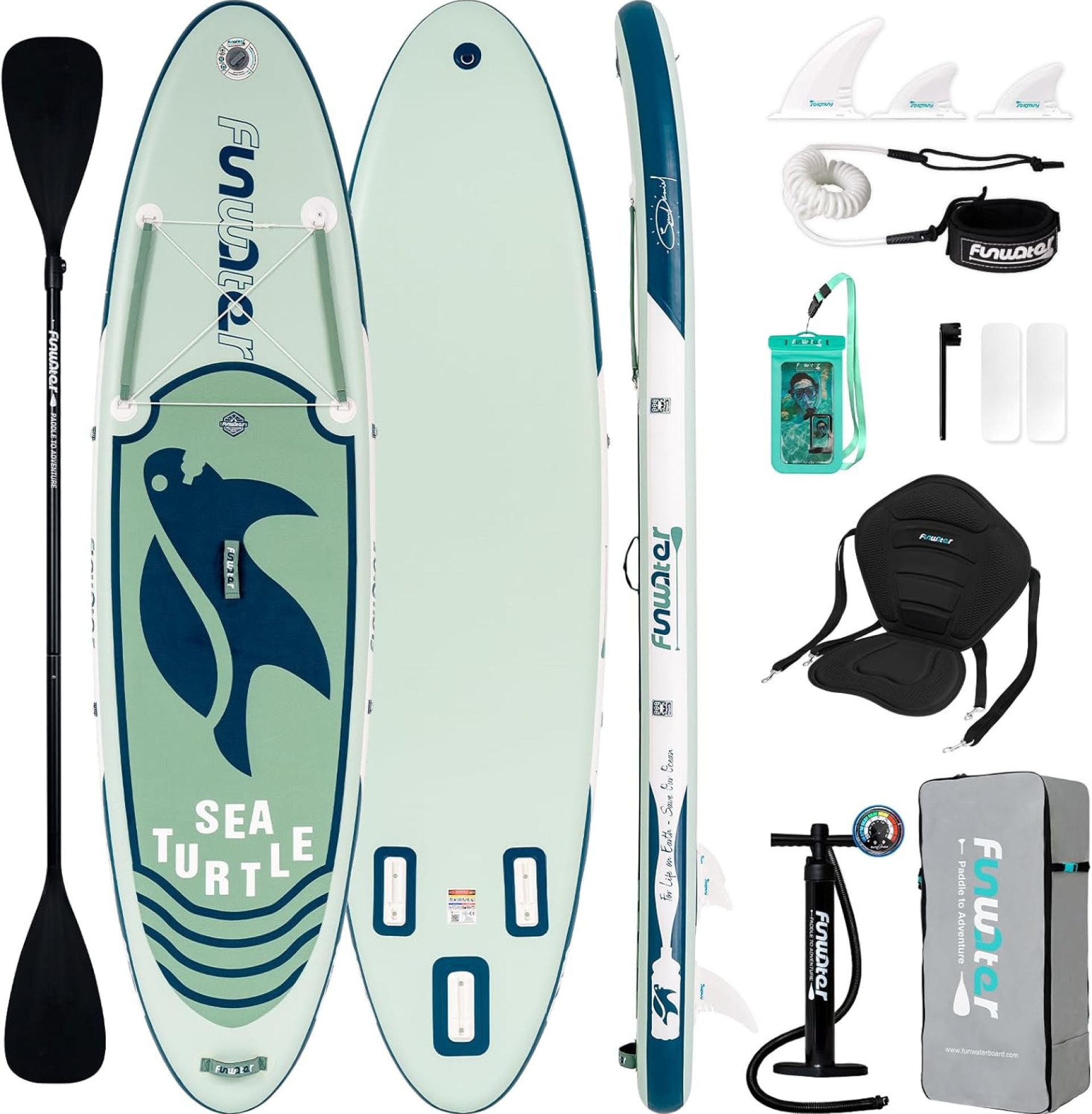 FunWater Inflatable Stand Up Paddle Board with Premium SUP Paddleboard Accessories, Anti-Slip EVA Deck, 11’/10’6” Paddle Boards for Adults & Youth of All Skill Levels FunWater Inflatable Stand Up Paddle Board with Premium SUP Paddleboard Accessories, Anti-Slip EVA Deck, 11’/10’6” Paddle Boards for Adults & Youth of All Skill Levels