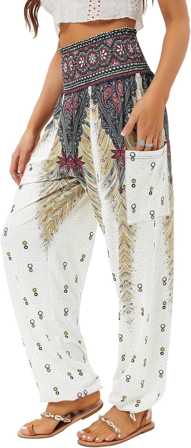 QIANXIZHAN Women’s Harem Pants, High Waist Yoga Boho Trousers with Pockets QIANXIZHAN Women’s Harem Pants, High Waist Yoga Boho Trousers with Pockets