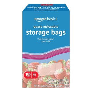 Amazon Basics Reclosable Quart Food Storage Bags, BPA...