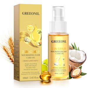 24K Gold Argan, Coconut, and Olive Oil Serum for Frizz...