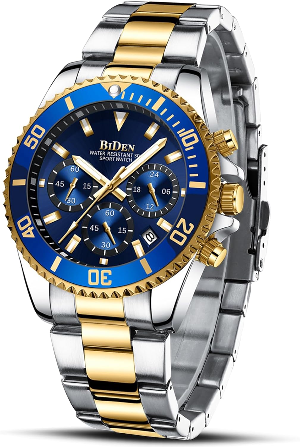 BIDEN Mens Watches Chronograph Stainless Steel Waterproof Date Analog Quartz Watch Business Wrist Watches for Men BIDEN Mens Watches Chronograph Stainless Steel Waterproof Date Analog Quartz Watch Business Wrist Watches for Men