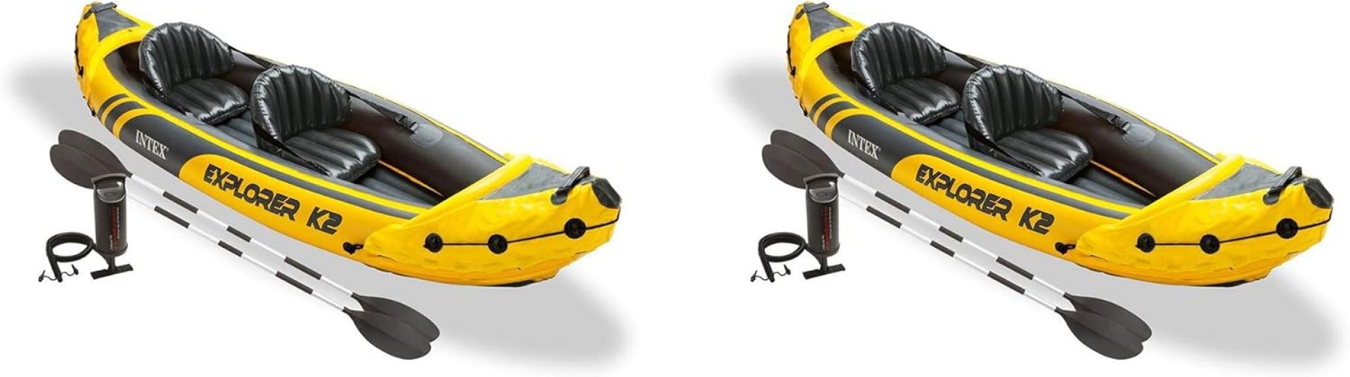 Intex 68307EP Explorer K2 Inflatable Kayak Set: Deluxe 86in Kayak Paddles and High-Output Pump – Adjustable Seats with Backrest – Removable Skeg – 2-Person – 400lb Weight Capacity, 2 Pack Intex 68307EP Explorer K2 Inflatable Kayak Set: Deluxe 86in Kayak Paddles and High-Output Pump – Adjustable Seats with Backrest – Removable Skeg – 2-Person – 400lb Weight Capacity, 2 Pack