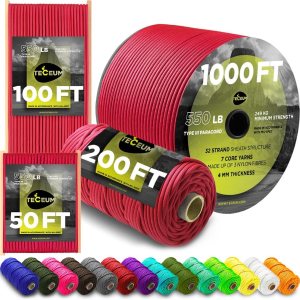 TECEUM 5/32″ Paracord Rope 1000 – 1000ft /...