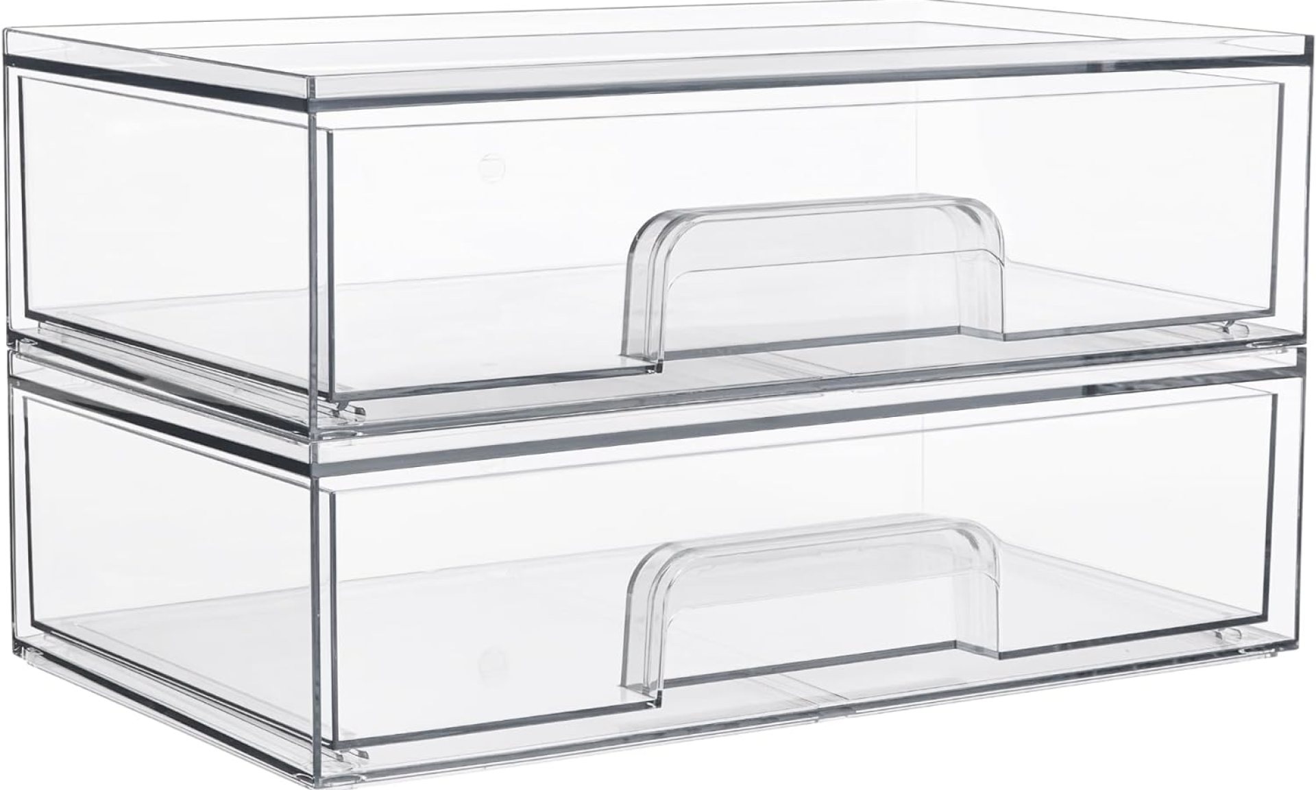 Vtopmart 12.1”W Clear Stackable Storage Drawers,2 Pack Acrylic Plastic Organizers Bins for Makeup Palettes, Cosmetics, and Beauty Supplies,Ideal for Vanity, Bathroom,Cabinet,Desk Organization Vtopmart 12.1”W Clear Stackable Storage Drawers,2 Pack Acrylic Plastic Organizers Bins for Makeup Palettes, Cosmetics, and Beauty Supplies,Ideal for Vanity, Bathroom,Cabinet,Desk Organization