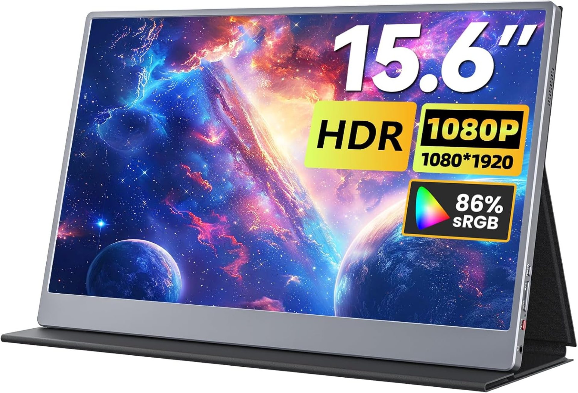 Portable Monitor 15.6 inch 1080P FHD 86% sRGB HDMI Dual USB-C Travel Monitor for Laptop MacBook Xbox PS4/5, with Speaker VESA Compatible Portable Monitor 15.6 inch 1080P FHD 86% sRGB HDMI Dual USB-C Travel Monitor for Laptop MacBook Xbox PS4/5, with Speaker VESA Compatible