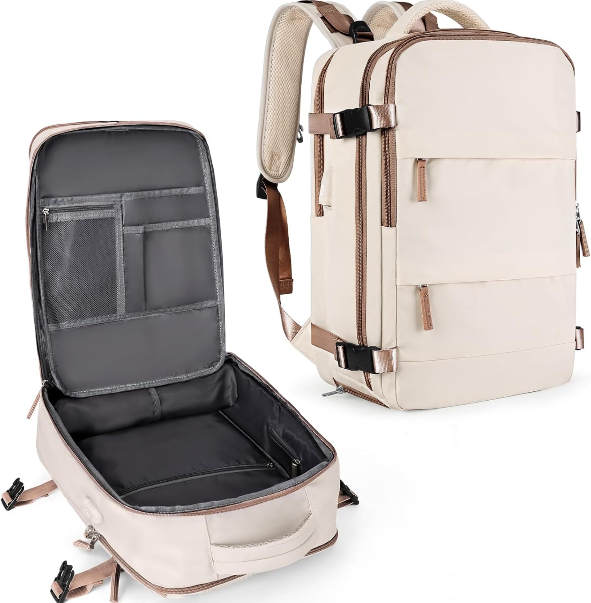 coowoz Large Travel Backpack For Women Men,Carry On Backpack,Hiking Backpack Outdoor Sports Rucksack Casual Daypack travel essentials(Beige Brown) coowoz Large Travel Backpack For Women Men,Carry On Backpack,Hiking Backpack Outdoor Sports Rucksack Casual Daypack travel essentials(Beige Brown)